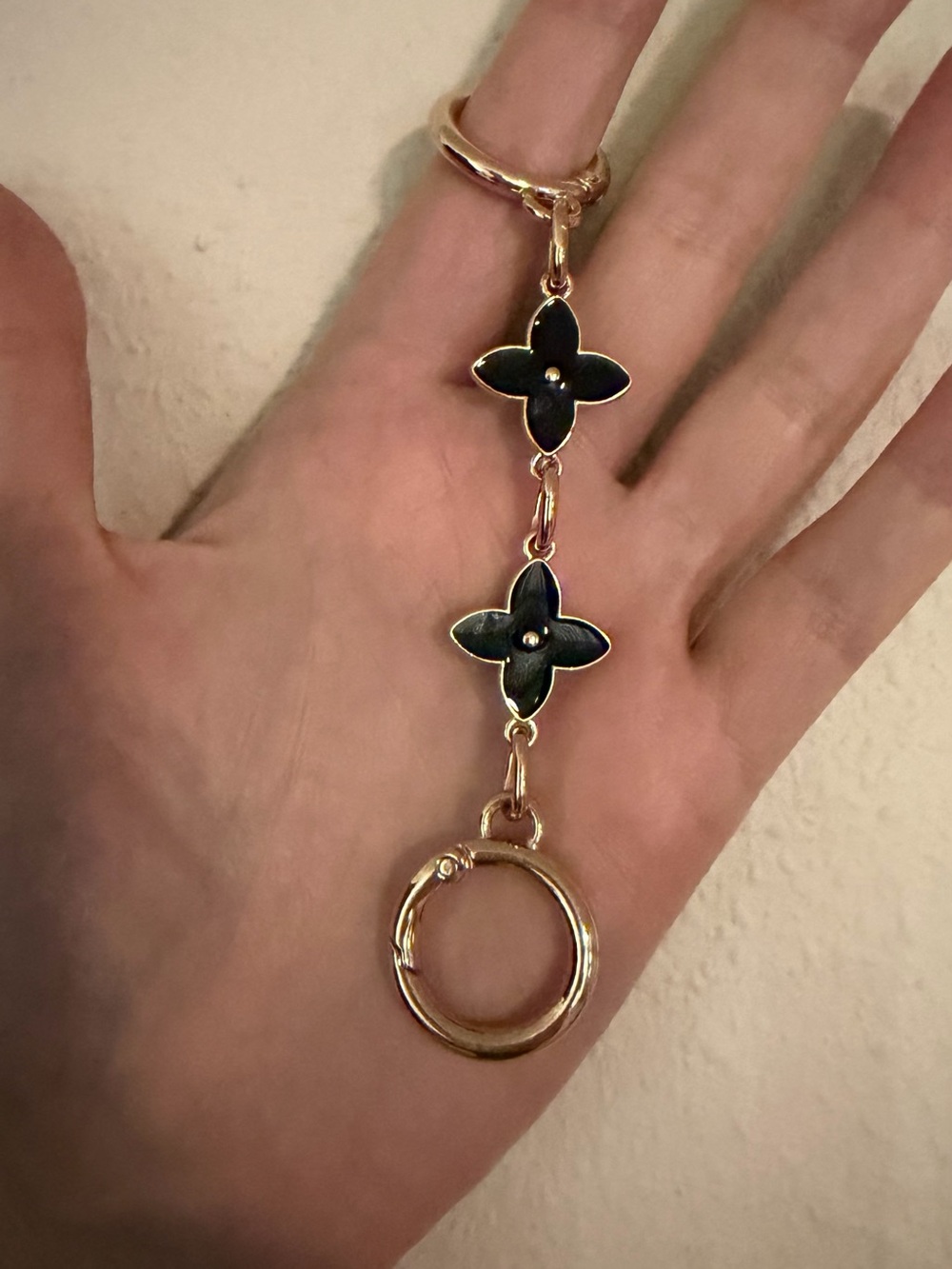 Gold and Black Enamel Crossbody Extender Keychain